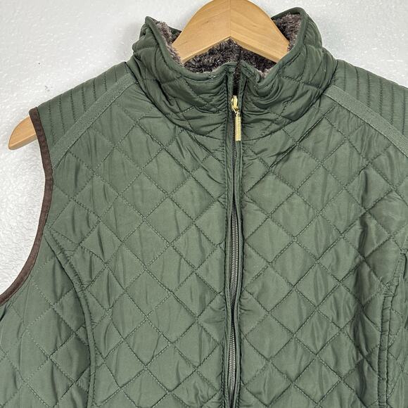 Weatherproof Vest Women XXL Olive Green Quilted Faux Fur Lined Full-Zip Classic - Picture 3 of 11